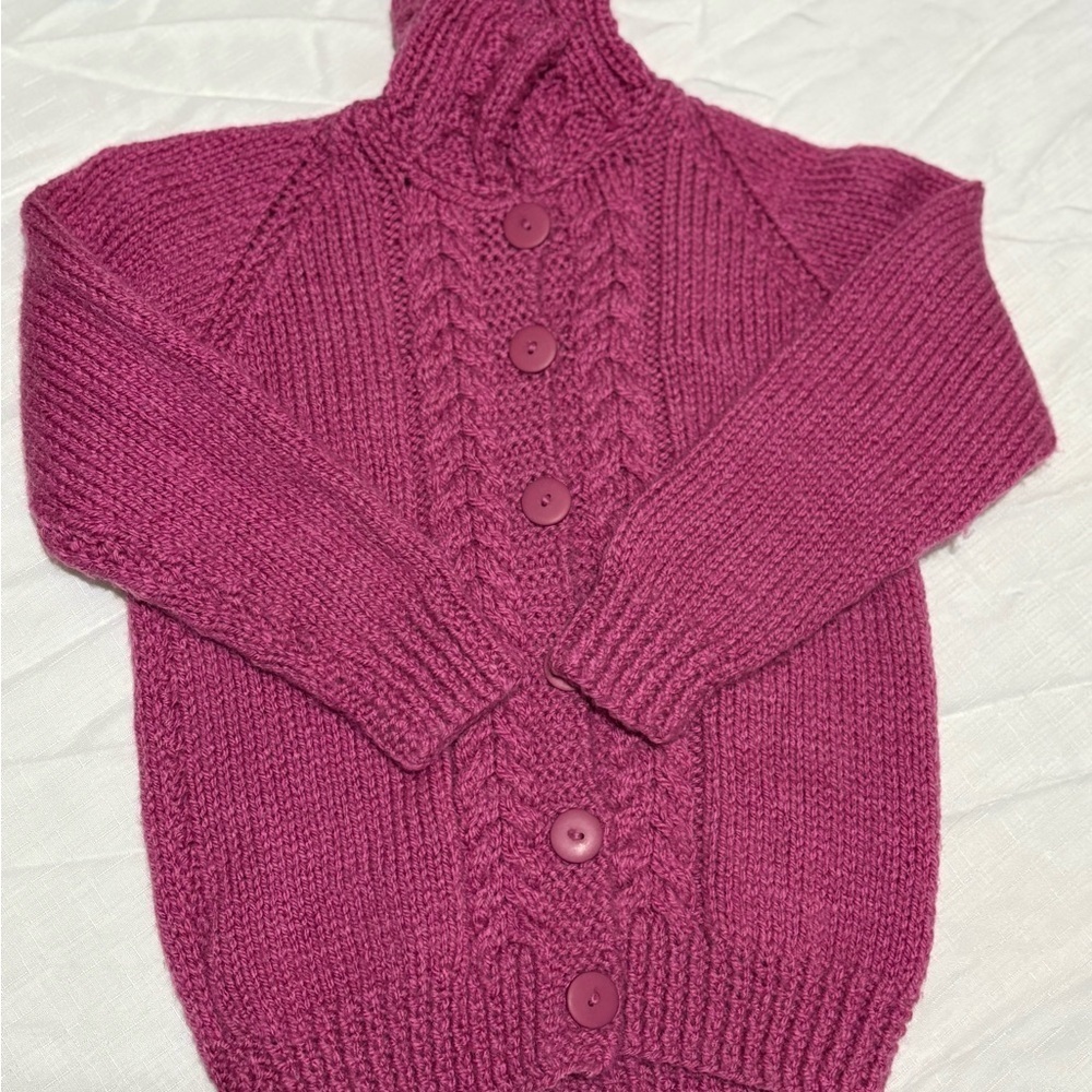 Vintage Pink Cable Knit Button upSweater